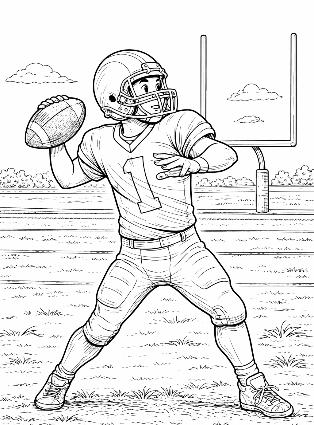 A football player in action ready to throw the ball.