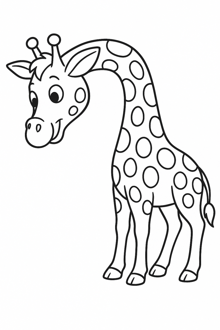 A giraffe coloring page for kids