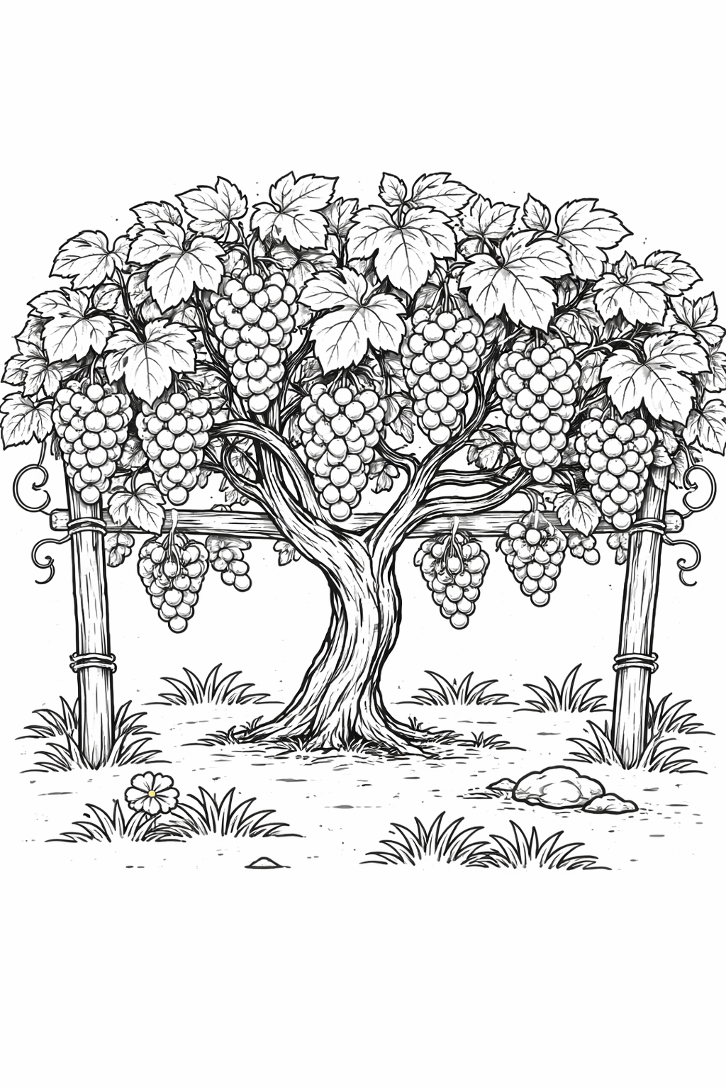 Illustration of a grapevine for coloring