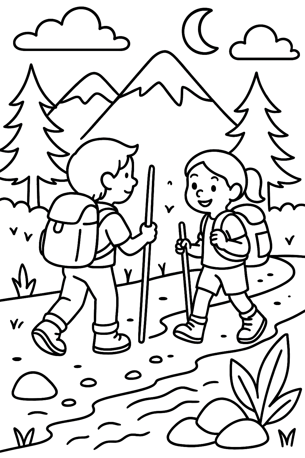 Children on a hiking adventure in the mountains