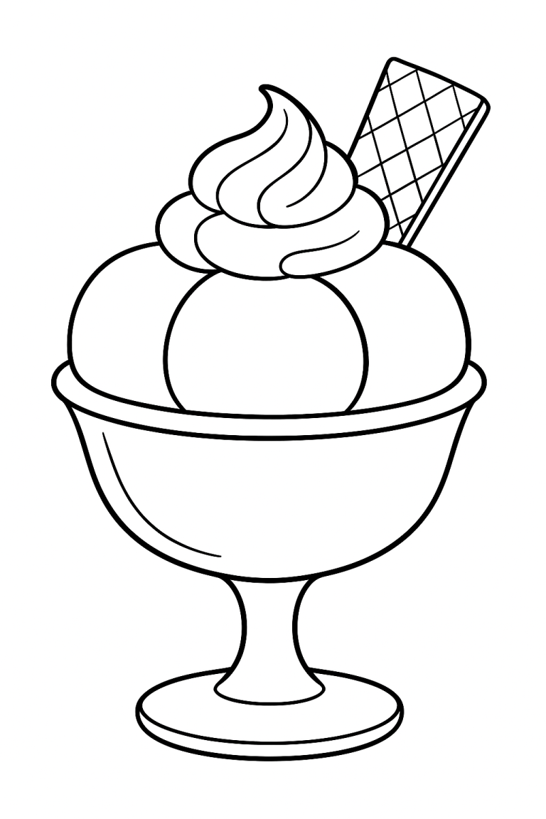 Ice cream dessert coloring page