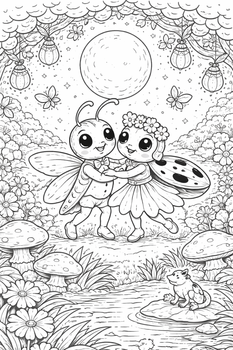 Two insects dancing under moonlight in nature