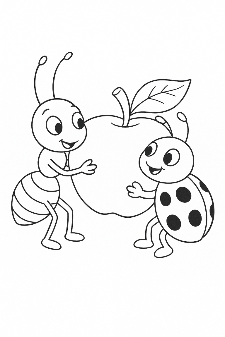 Ant and ladybug coloring page