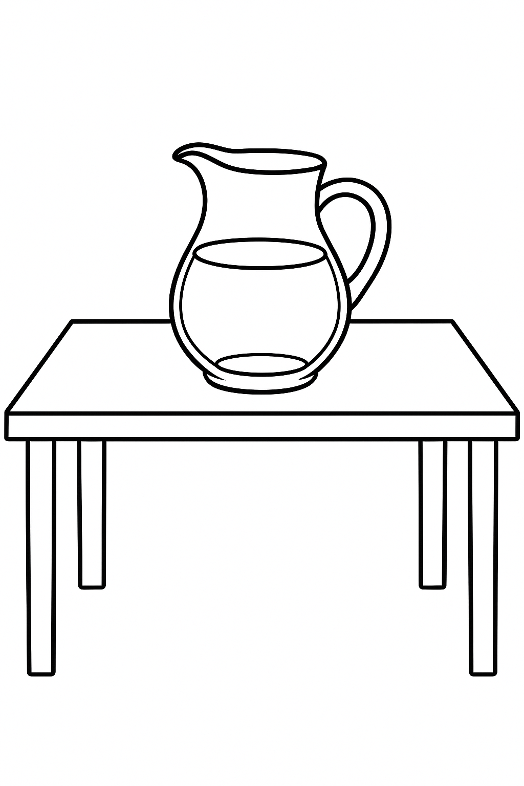 Simple jug on a table coloring page
