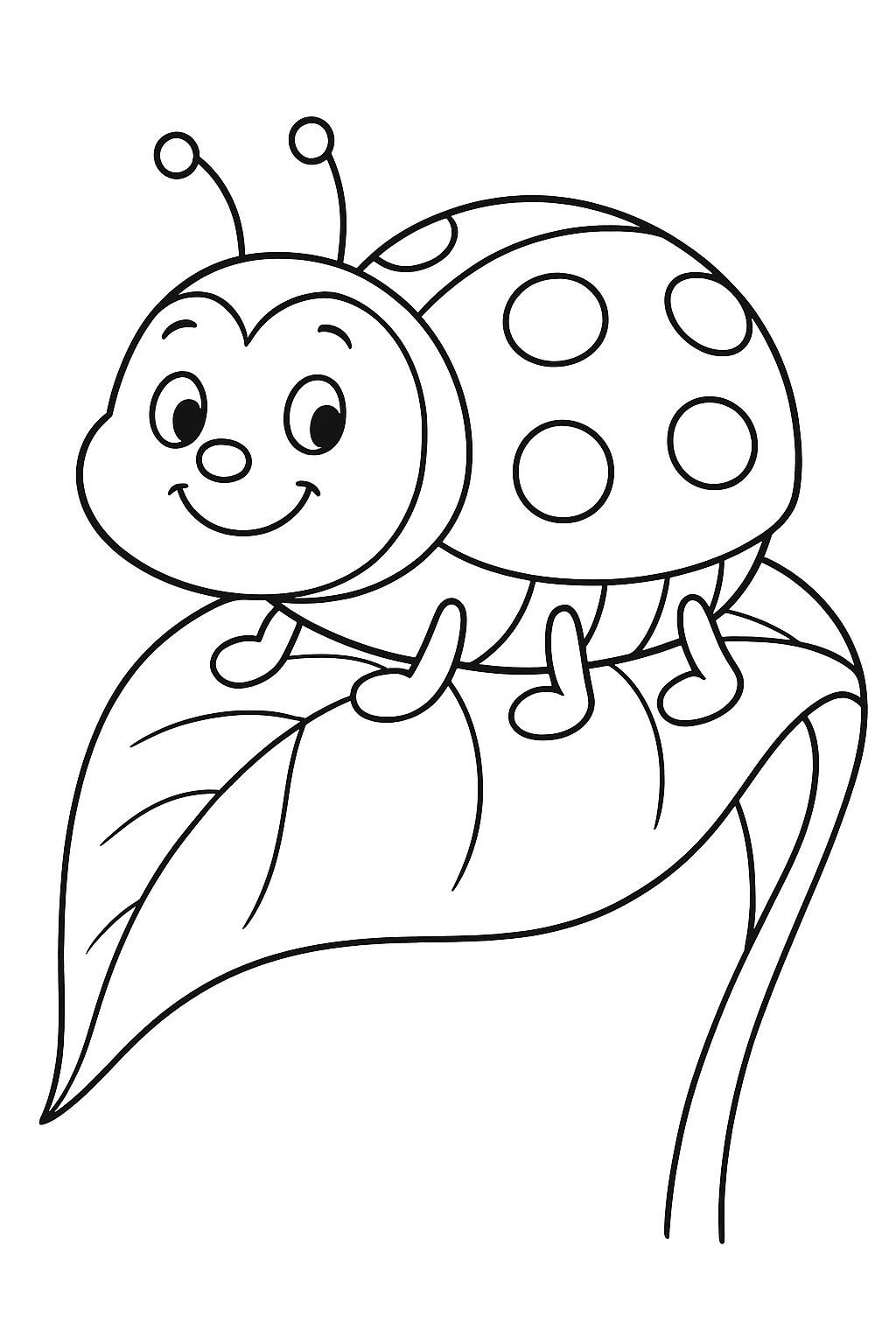 Ladybug on a leaf coloring page