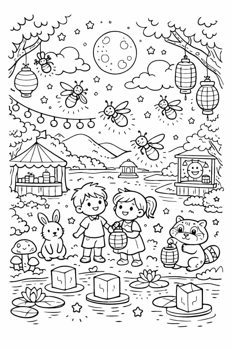 Children enjoying a Lantern Festival with animals and lanterns.