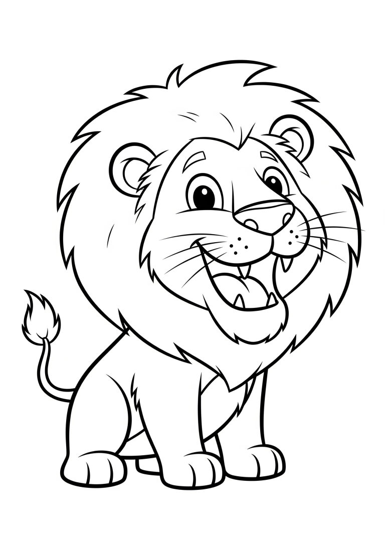 Cute lion coloring page for children