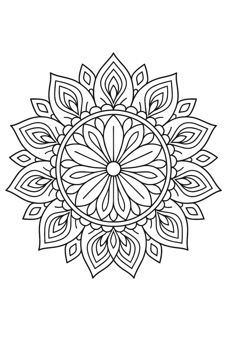 mandala coloring page with detailed patterns