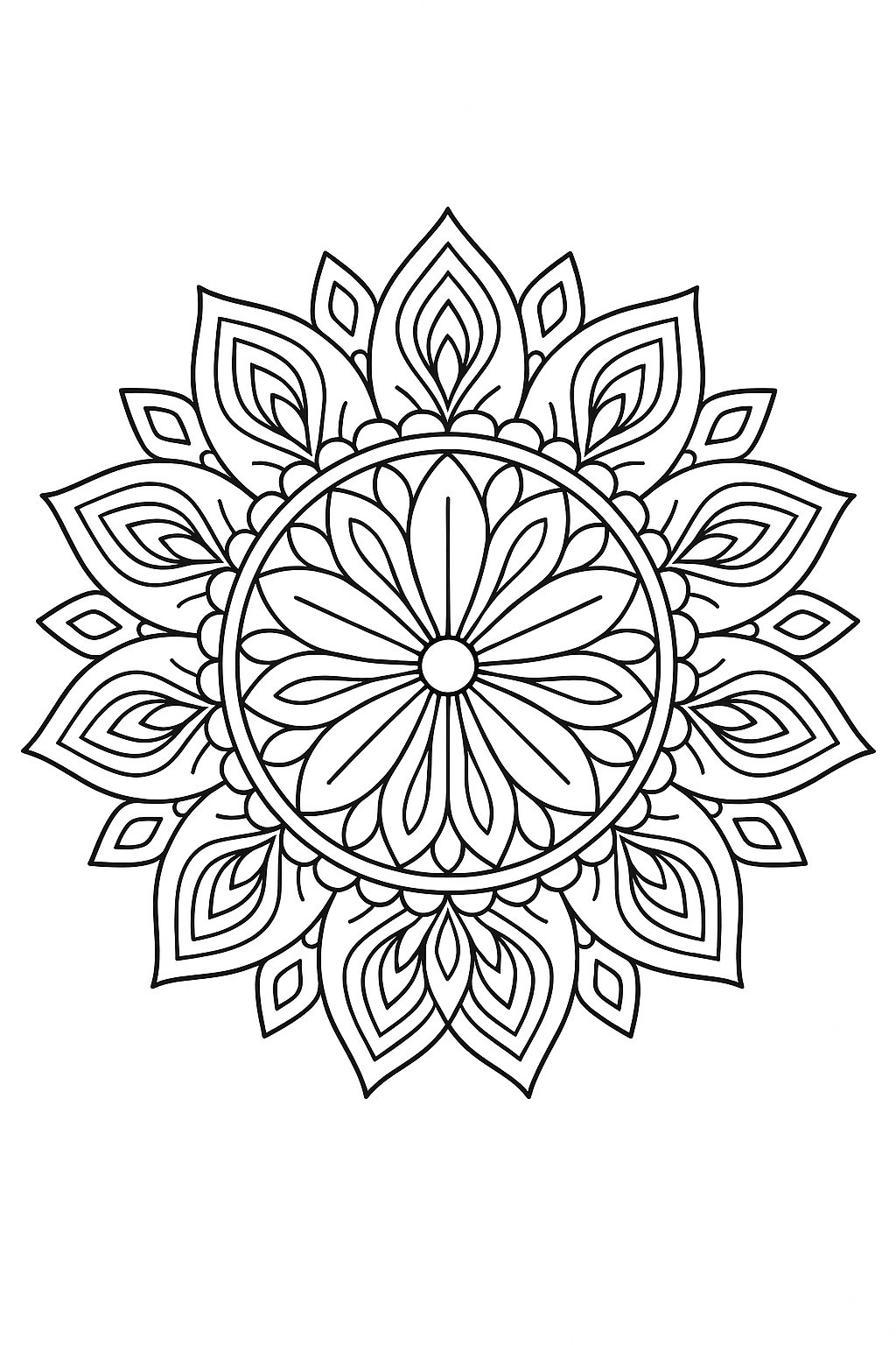 mandala coloring page with detailed patterns
