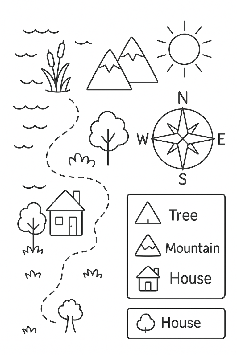 Children's coloring page with nature theme