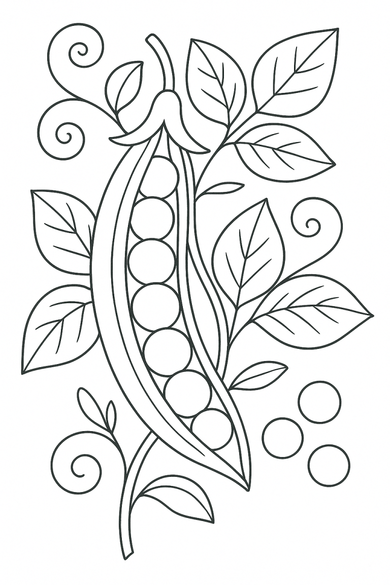 Pea pod plant coloring page