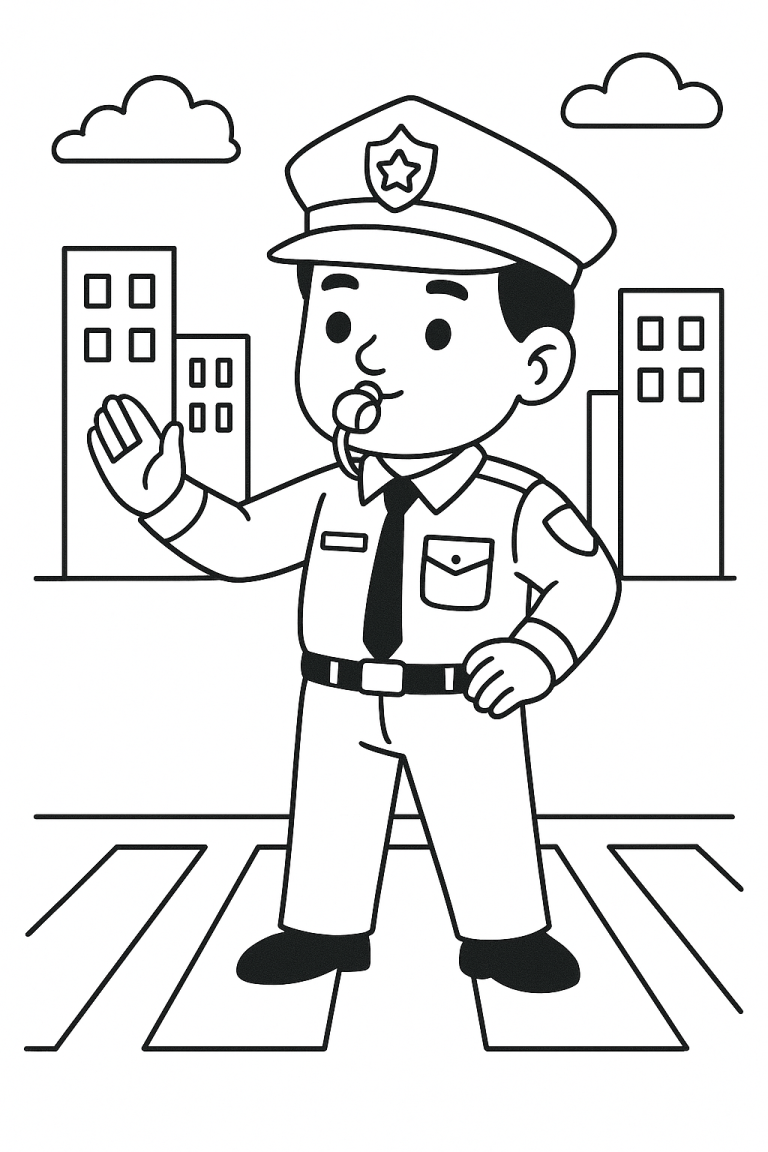 Police officer coloring page for kids