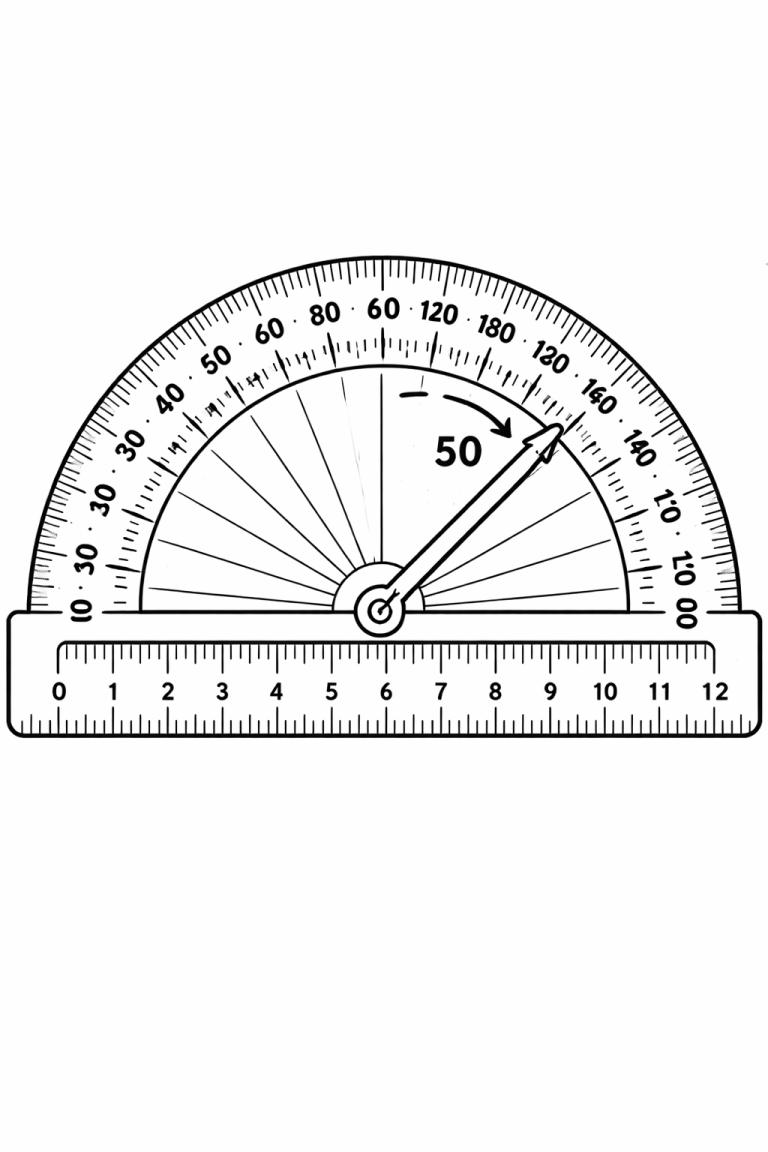 Printable protractor coloring page for kids