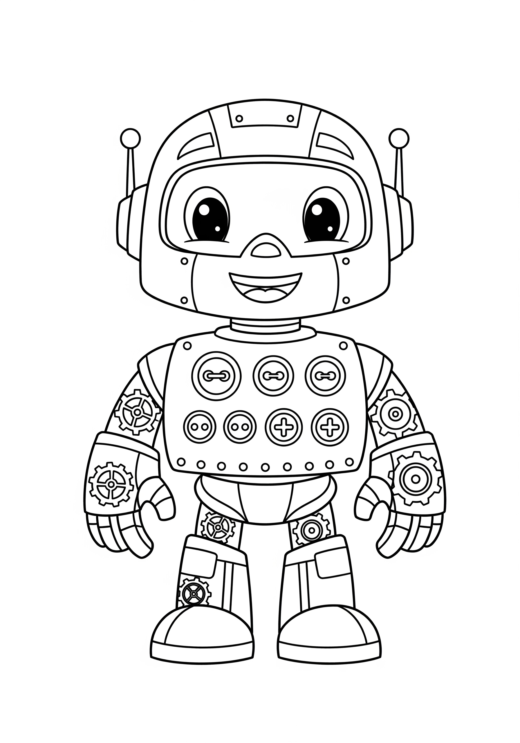 Cute robot coloring page for kids