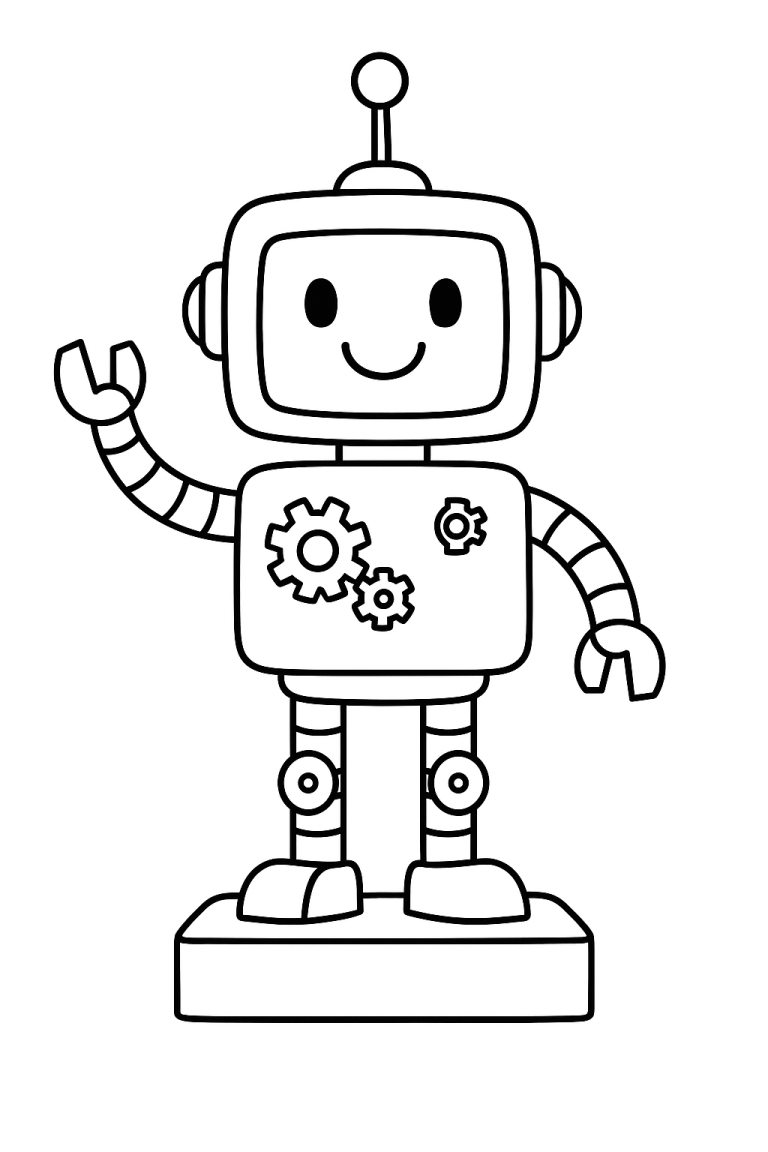 Cute robot coloring page for kids
