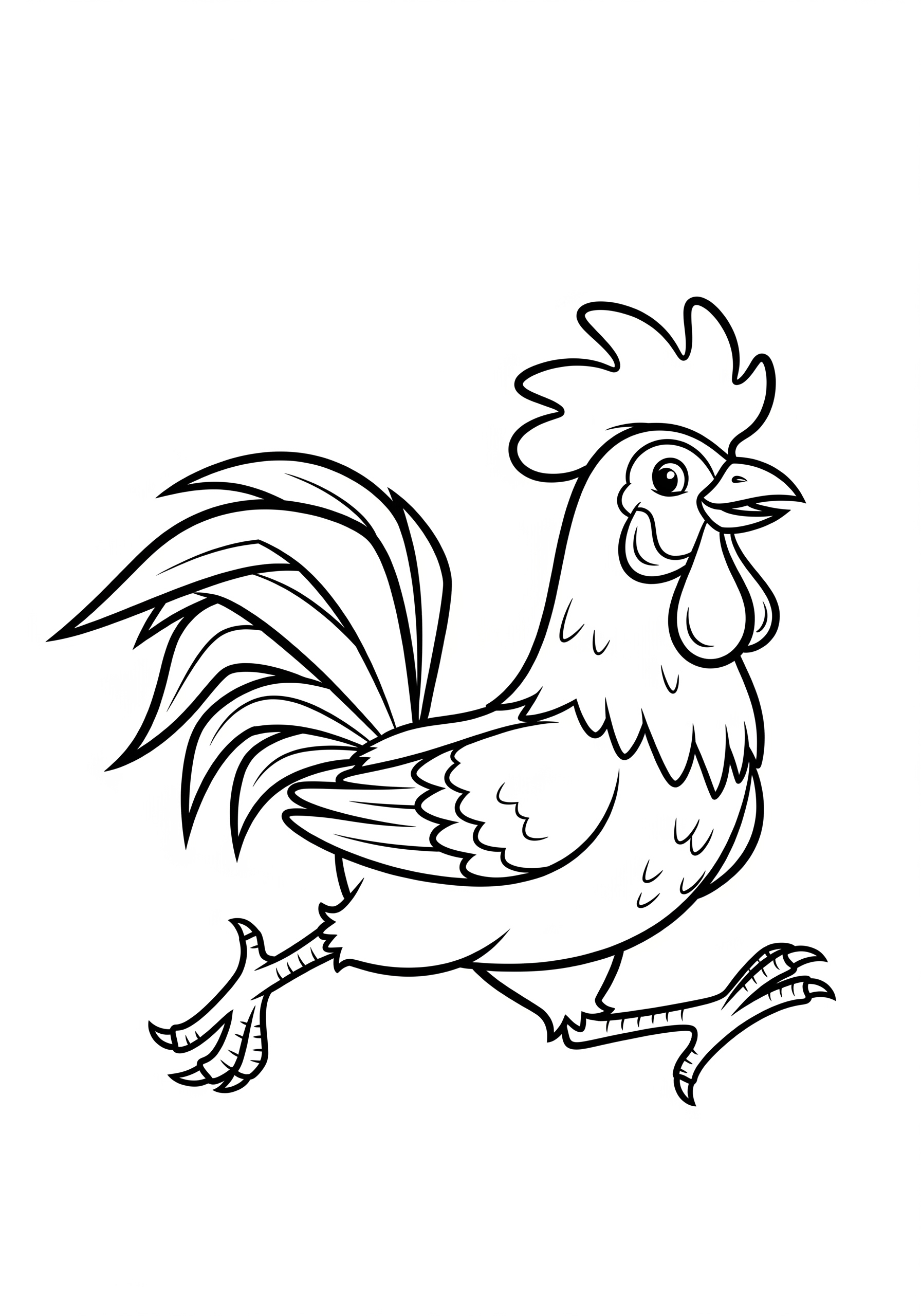 Detailed rooster coloring page for kids