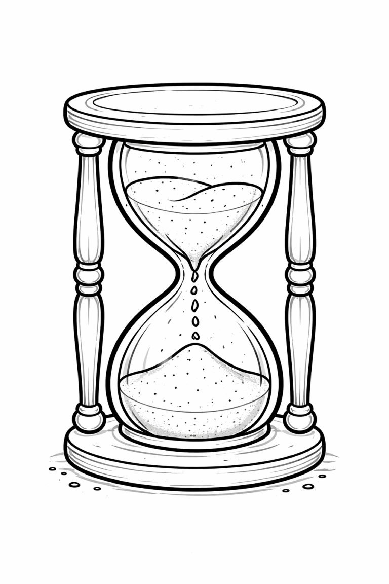 Sand timer coloring page for kids