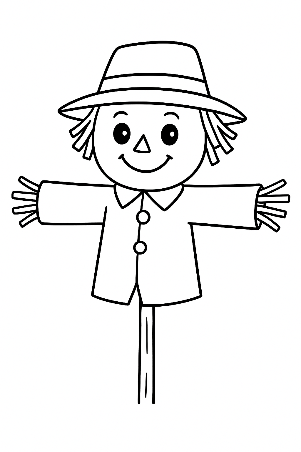 A simple scarecrow coloring page for children