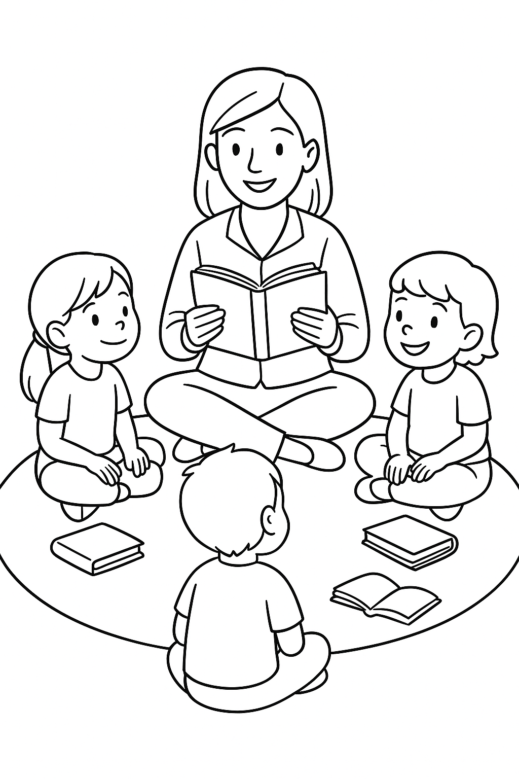 Illustration of a storytime session with children