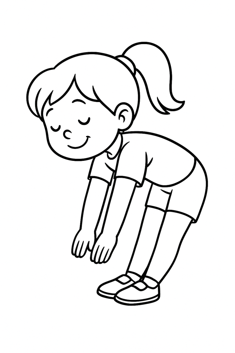 Child stretching on a coloring page