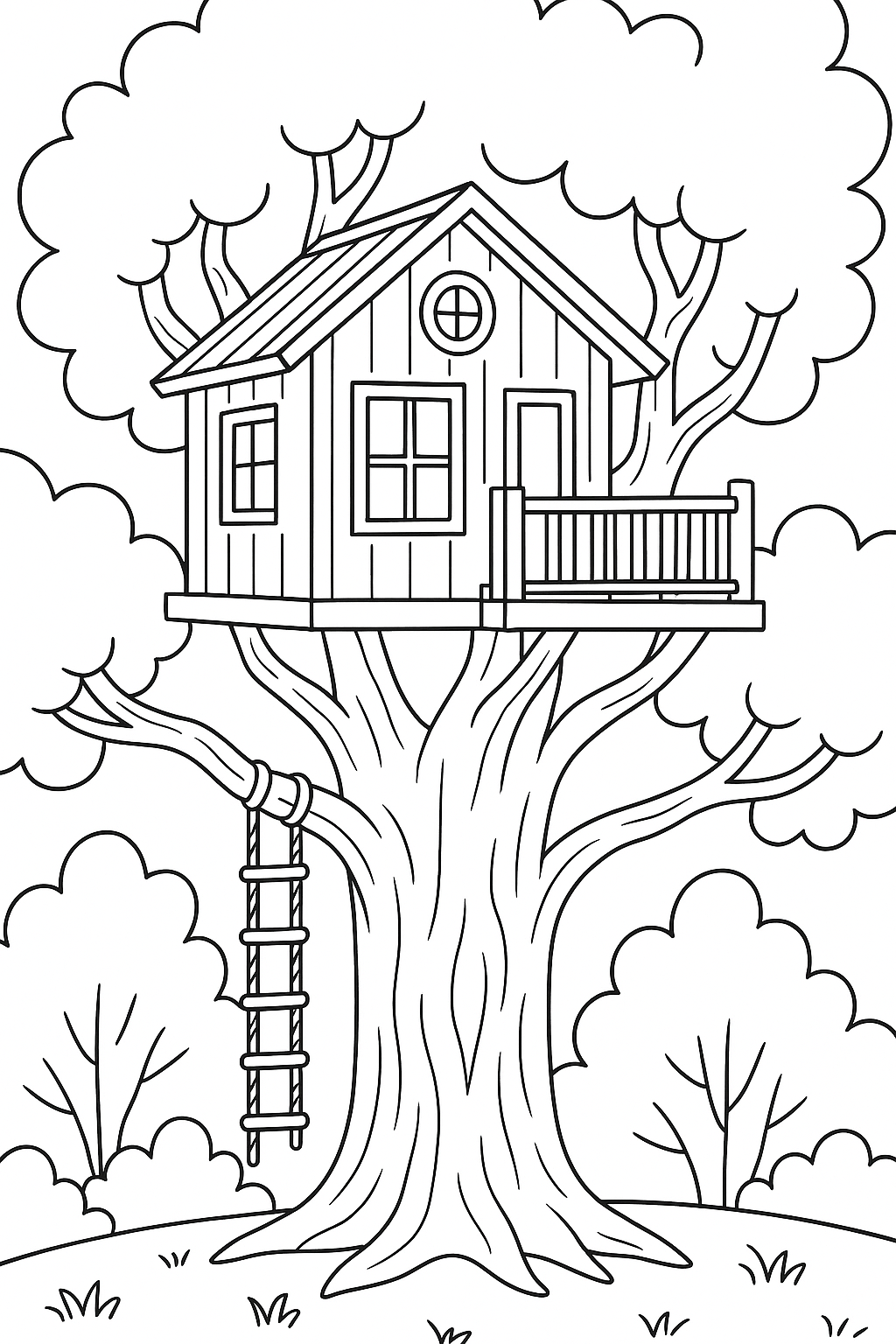 children's tree house coloring page