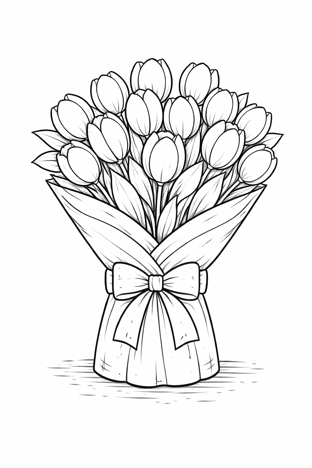 Tulip bouquet coloring page for children