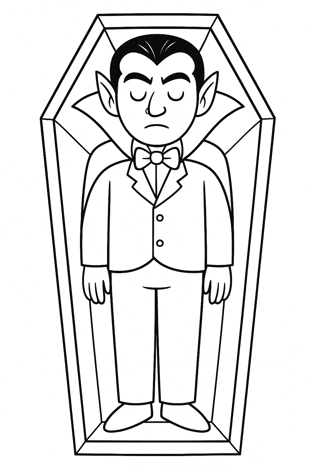 Vampire in a coffin coloring page for children