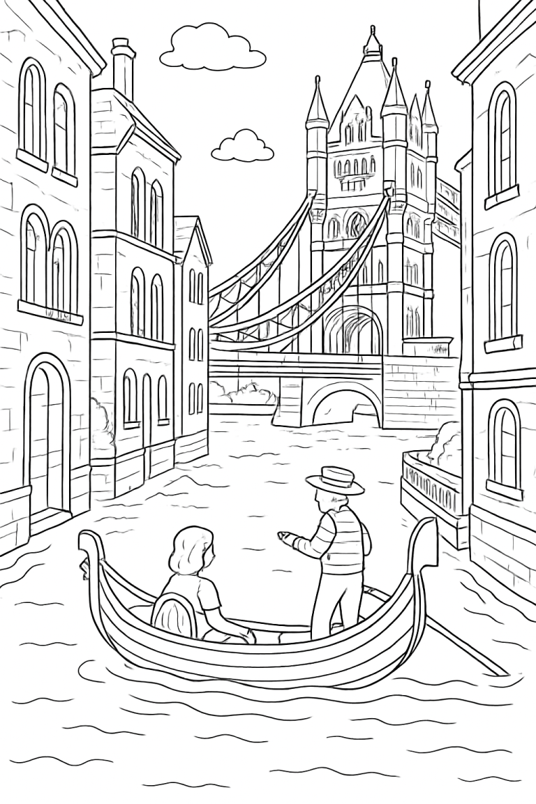 Venice gondola with buildings and bridge