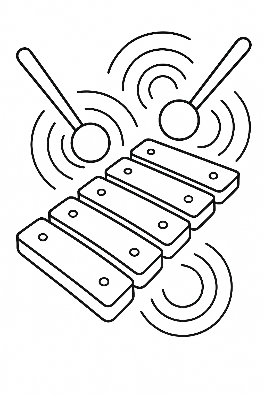 Xylophone coloring page with musical notes