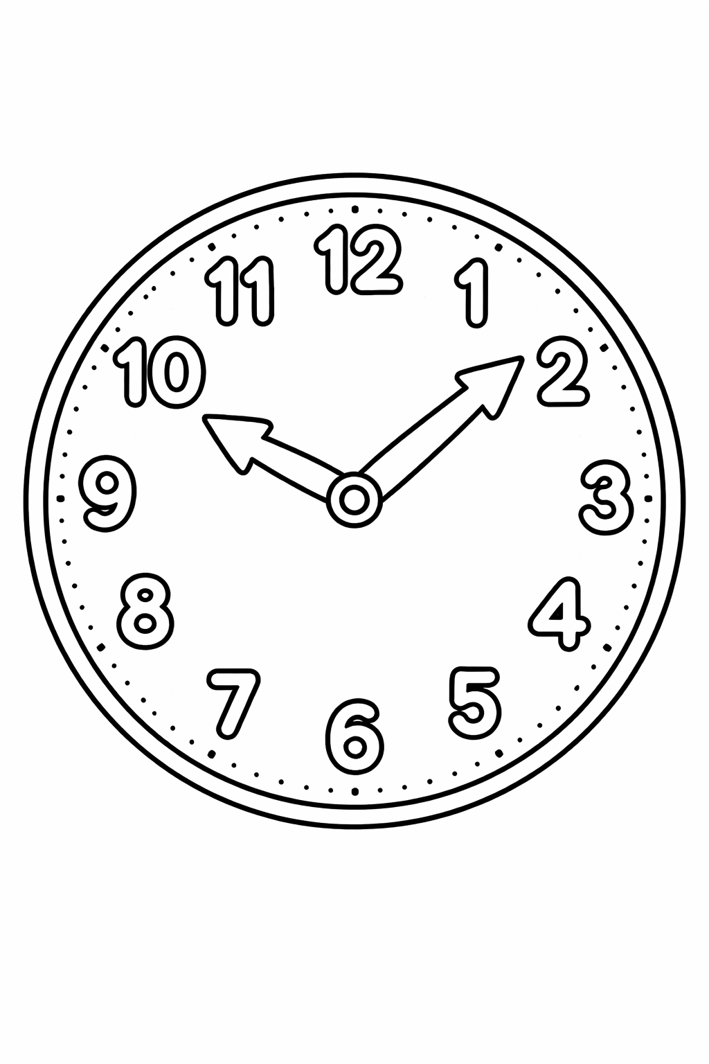 Simple clock coloring page for kids