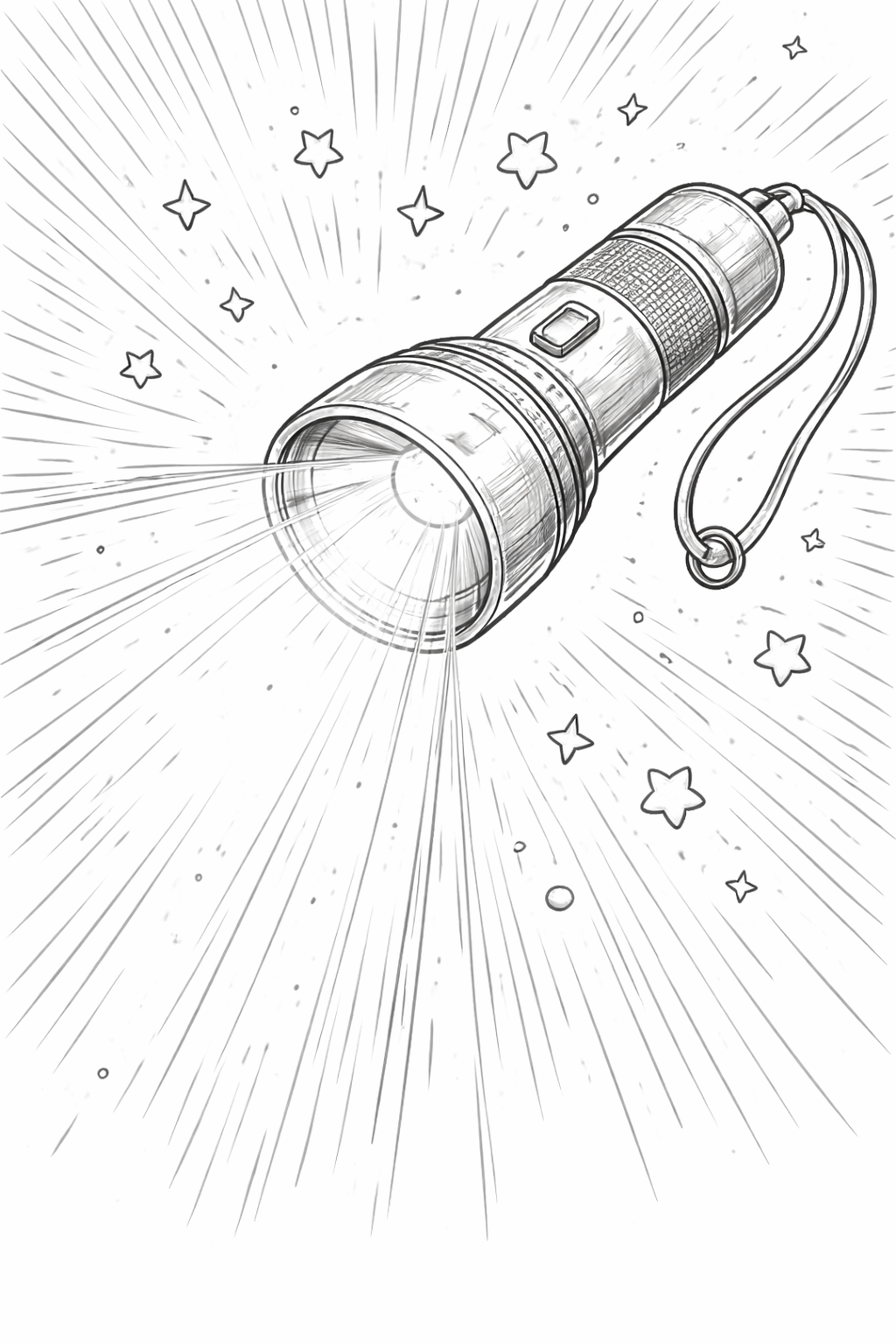 Flashlight emitting light with stars around