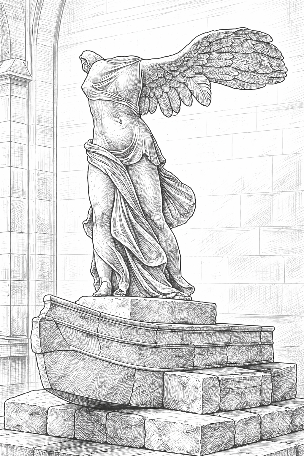 Greek statue on a pedestal coloring page