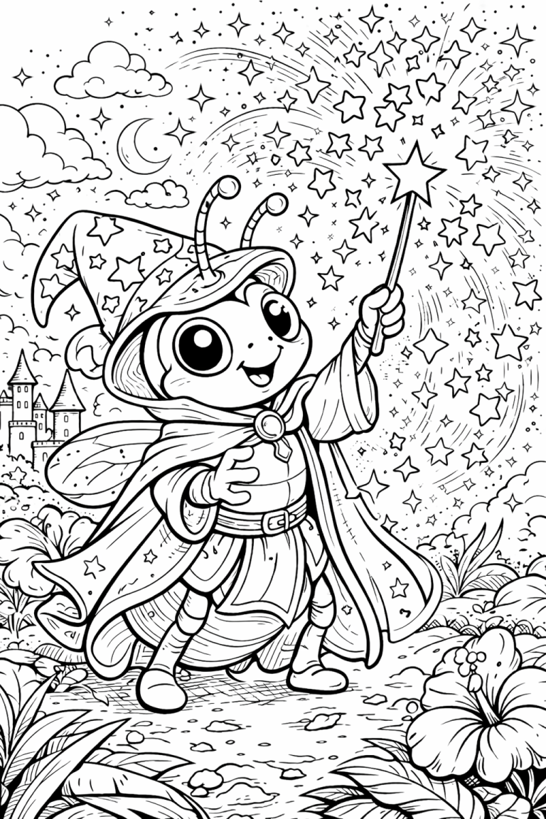 Magical insect wizard casting starry spells