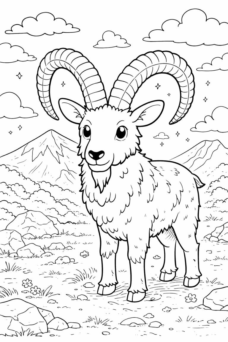 Mountain goat standing in a scenic landscape