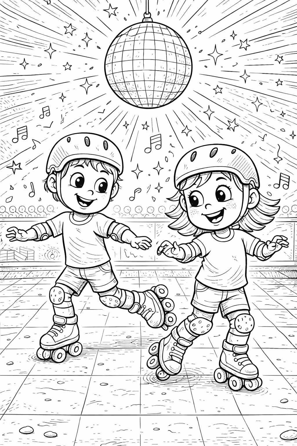Kids roller skating at a rink