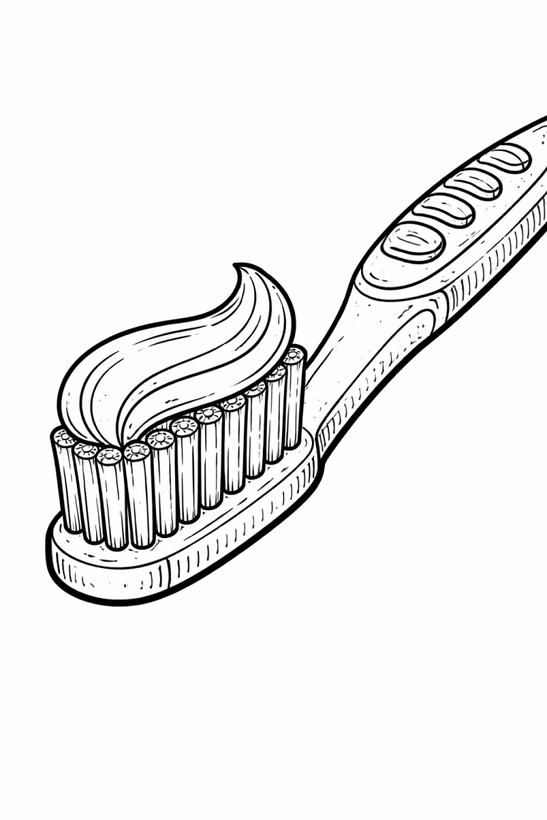 Toothbrush with toothpaste coloring page