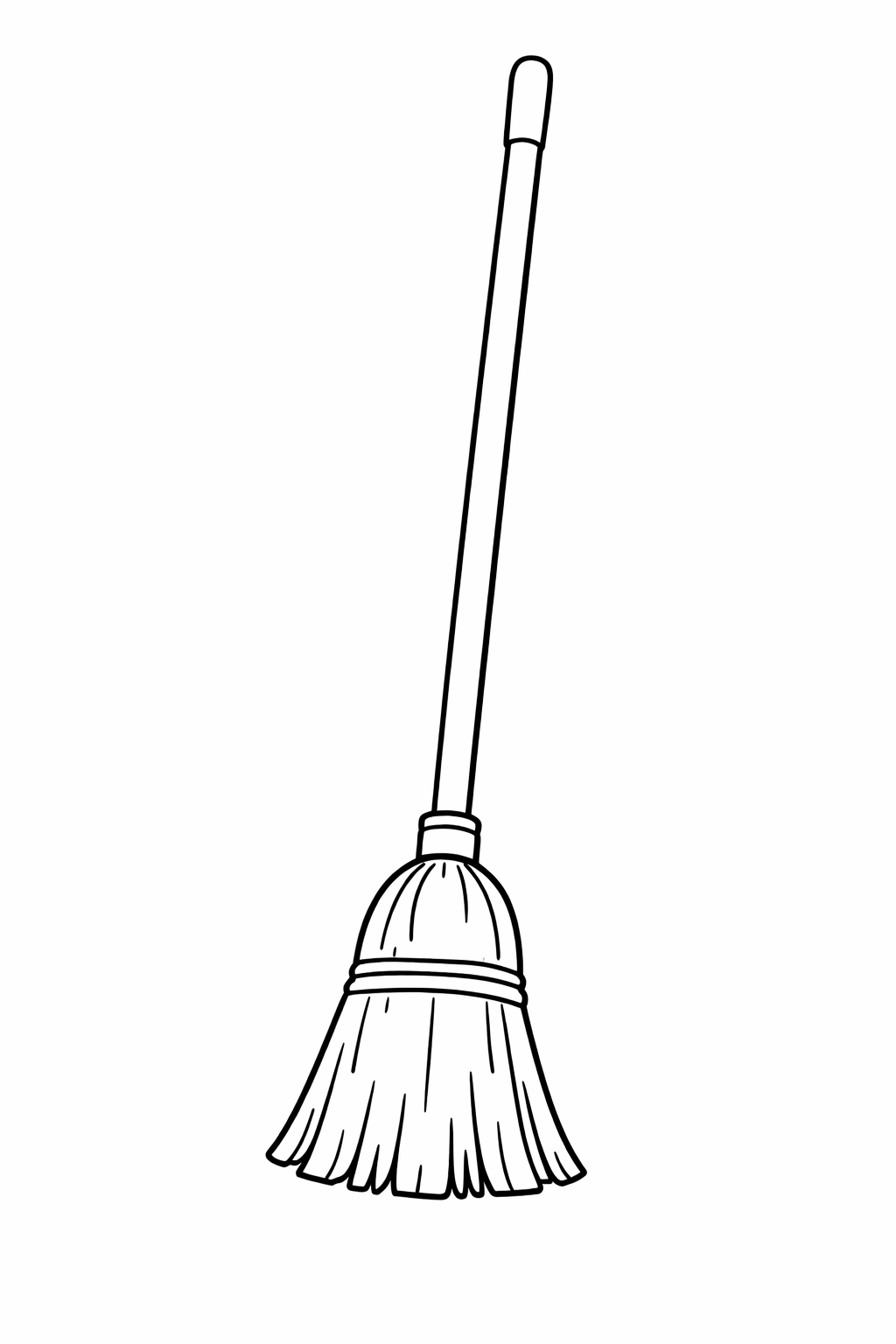 A detailed broomstick outline on a coloring page, designed for children to color and bring to life with their creative choice of colors.