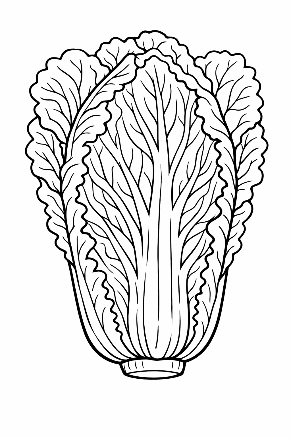 A detailed coloring page of a cabbage, showcasing intricate leaf patterns and organic textures, perfect for children to explore textures and nature.