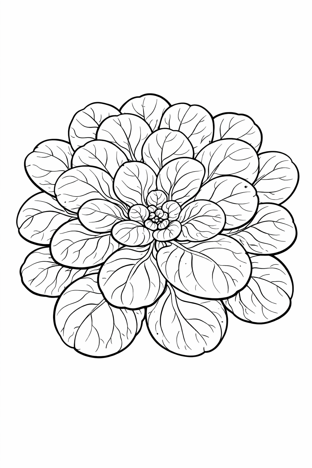 An intricate flower coloring page with multiple detailed petals, providing children a chance to explore colors and creativity. The complex design aids in improving fine motor skills and stimulating imagination.