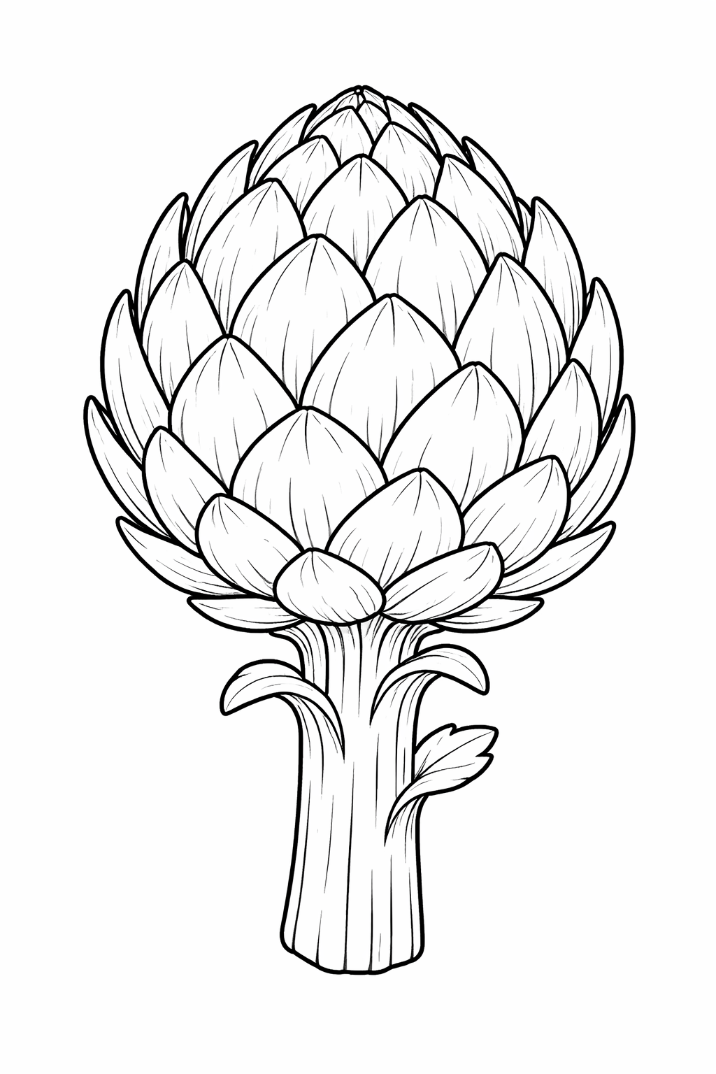An engaging artichoke coloring page showcasing a detailed outline of an artichoke. Perfect for children to learn and exercise creativity. Ideal for coloring activities, this page invites kids to explore different colors while enhancing their understanding of vegetables.