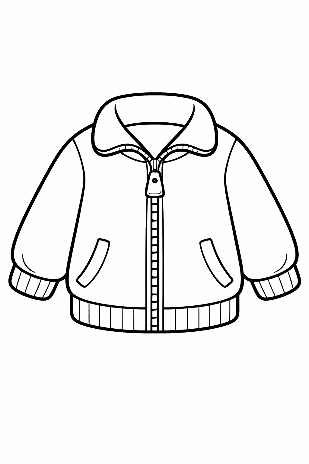 A detailed black and white outline of a jacket, perfect for kids to color and engage with during educational or leisure activities.