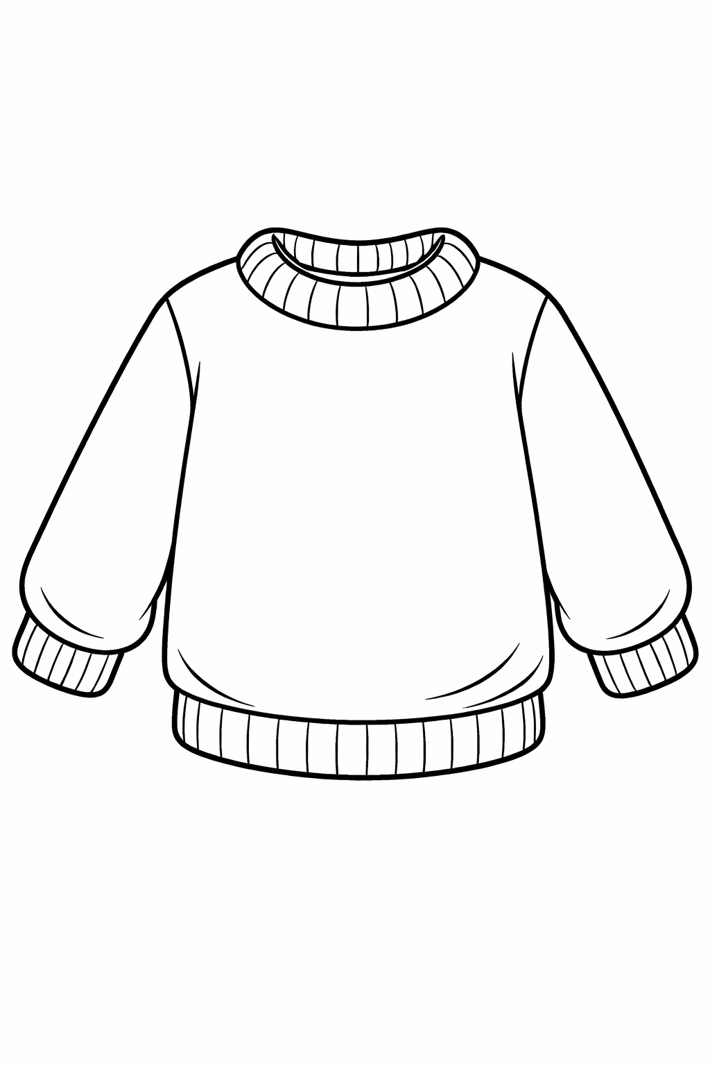 This coloring page shows a simple sweater with patterns kids can fill with vibrant colors. It's a creative way for children to learn about clothing and fashion through coloring.