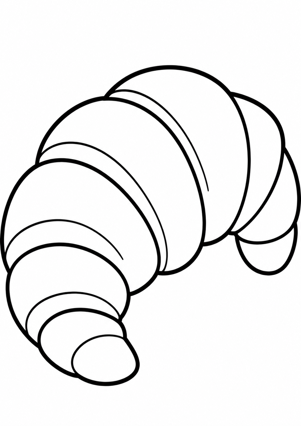 A detailed coloring page showcasing a croissant, designed for children to color. The outline offers an opportunity for artistic expression, encouraging kids to use their imagination while coloring the delicious pastry.