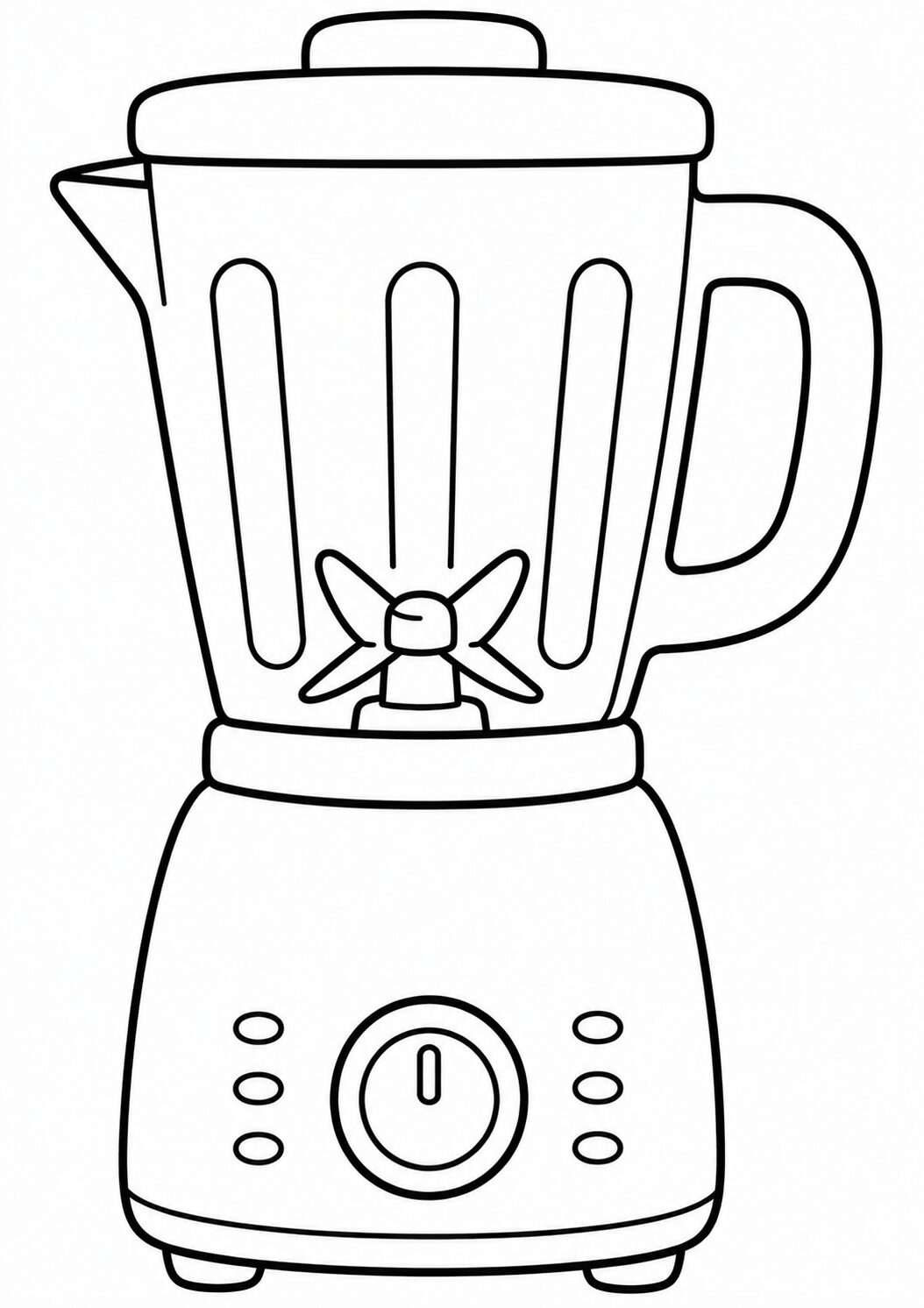 A detailed outline of a blender for children to color. The page encourages creativity and imagination by allowing kids to choose colors for the kitchen appliance. A fun and educational way to engage with common household items.
