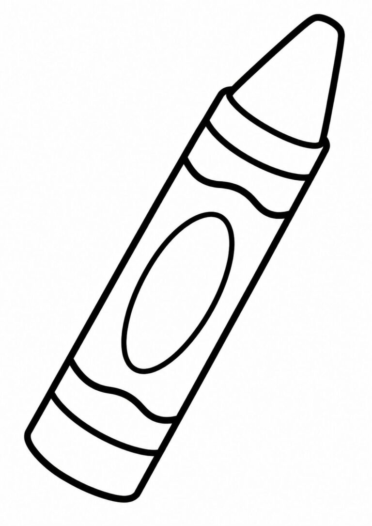 A simple outline of a crayon, ideal for kids to color using their imagination and favorite colors, enhancing their creativity.