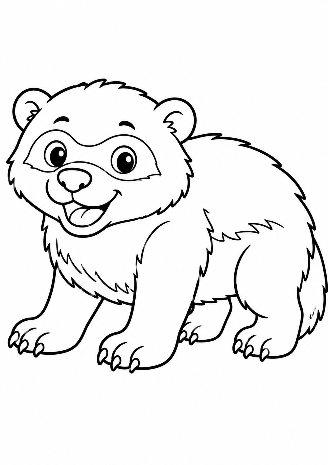 A playful bear with a happy expression, designed for a children's coloring activity. Kids are encouraged to use their imagination to bring this cheerful creature to life with colors.