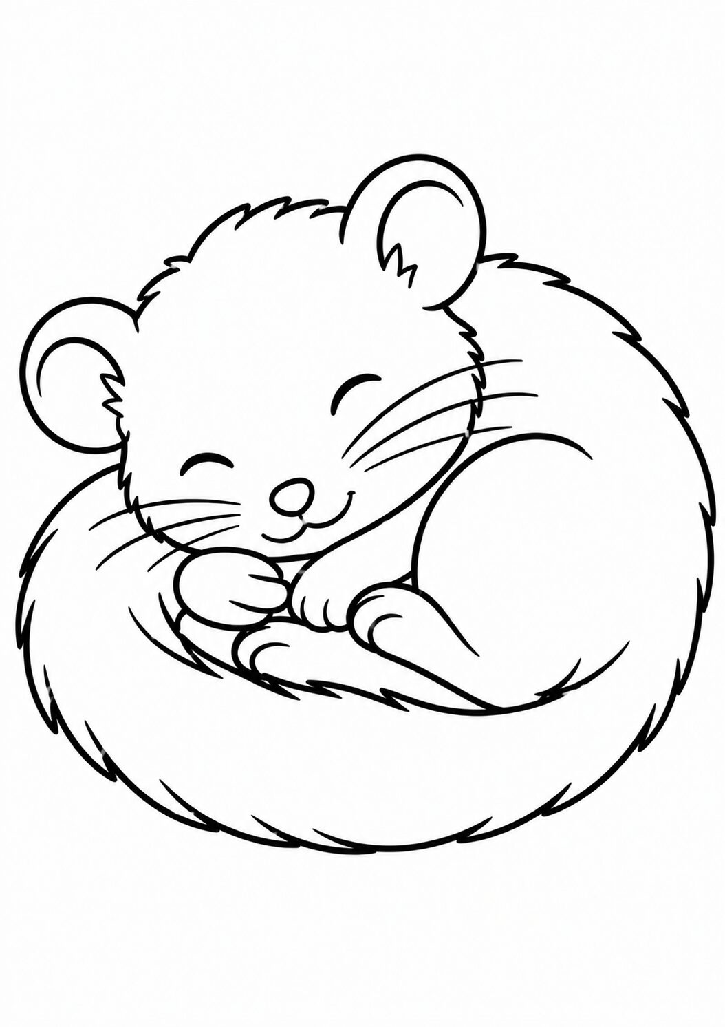 A children's coloring page showing a sleeping animal curled up. The adorable design invites children to fill the page with their favorite hues, enhancing creativity and providing a fun coloring experience.