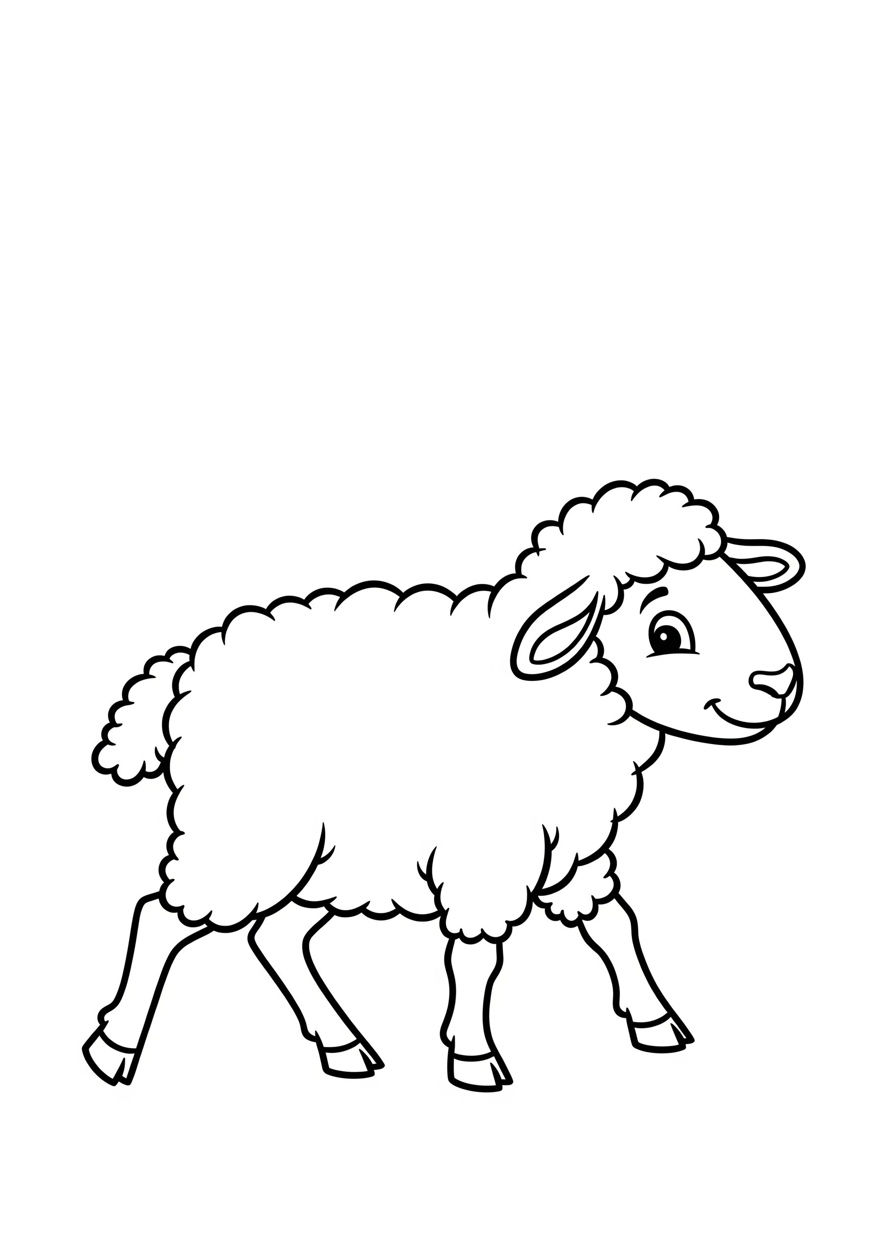 A charming sheep coloring page designed for children, featuring an adorable sheep with fluffy wool ready to be colored.
