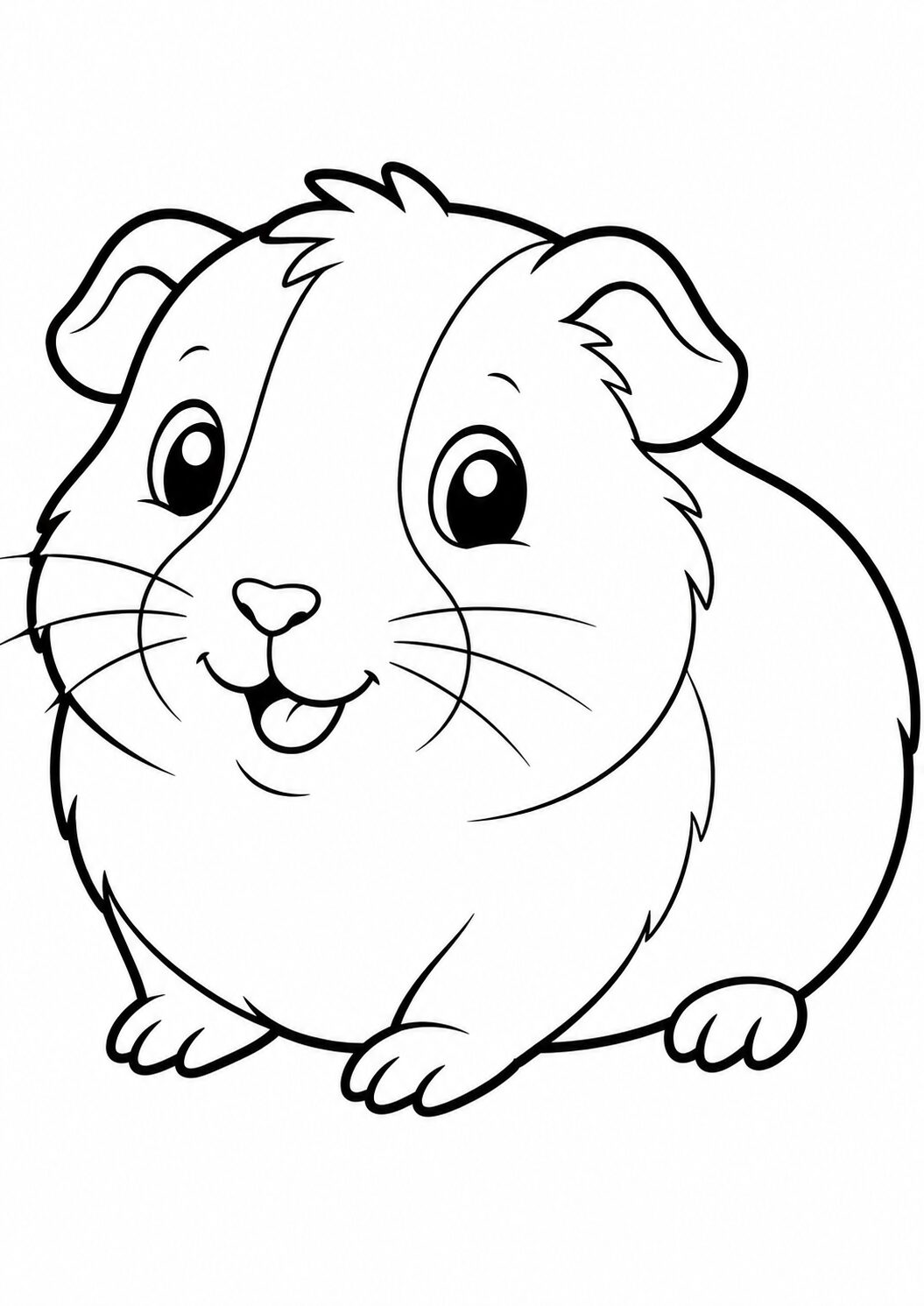 A charming guinea pig with large eyes and a happy face offers a delightful coloring experience for kids, encouraging their creativity and love for animals.
