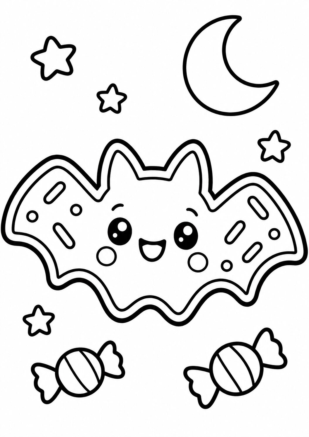 Fun Halloween Bat Cookie Coloring Page for Kids - Creative Free Art for ...
